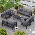 Aluminum Patio Set 7 Piece With Waterproof Covers Grey-0
