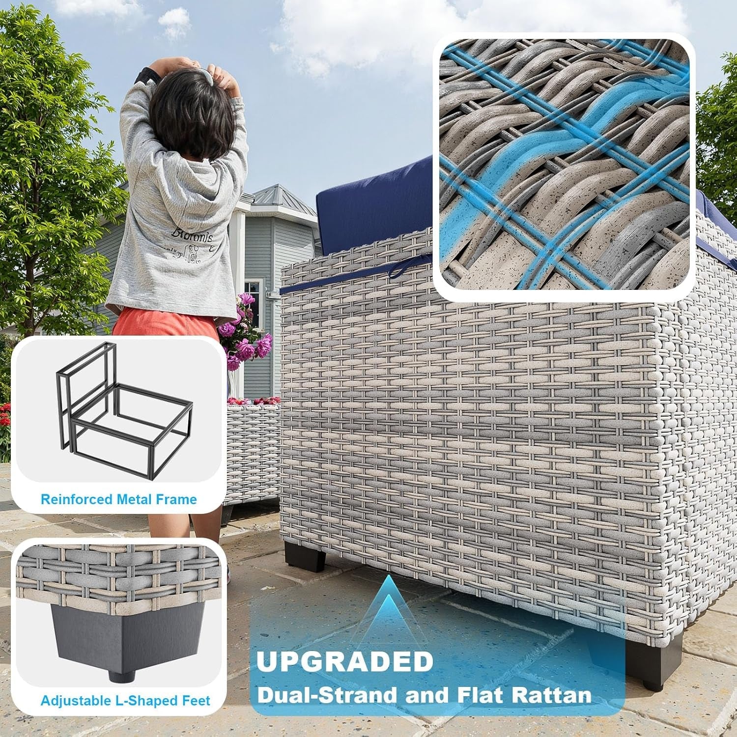 7 Piece Navy Blue Patio Furniture Set With Thick Cushions-3