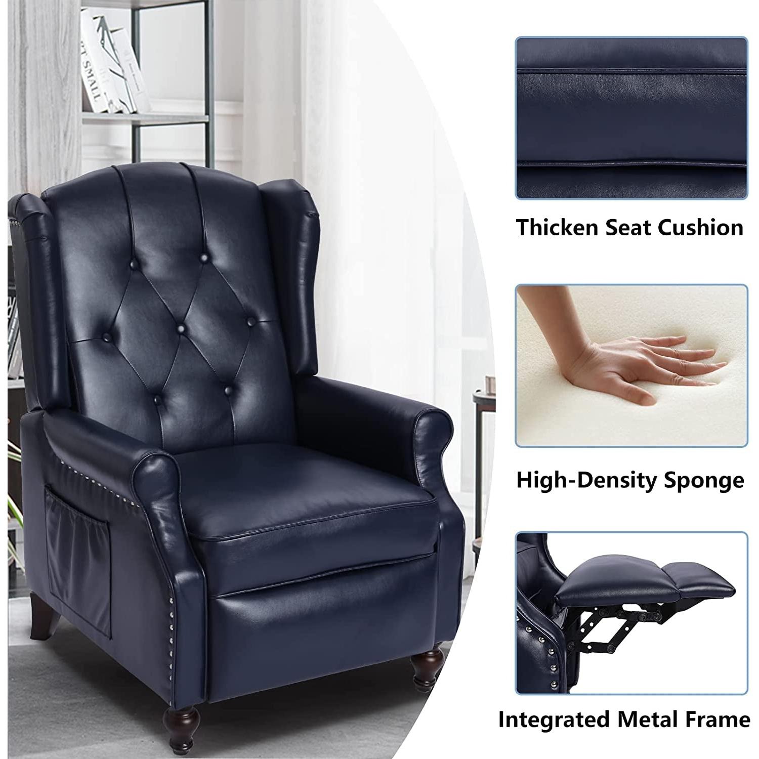 Wingback Recliner Chair with Massage and Heat (PU Leather)-1