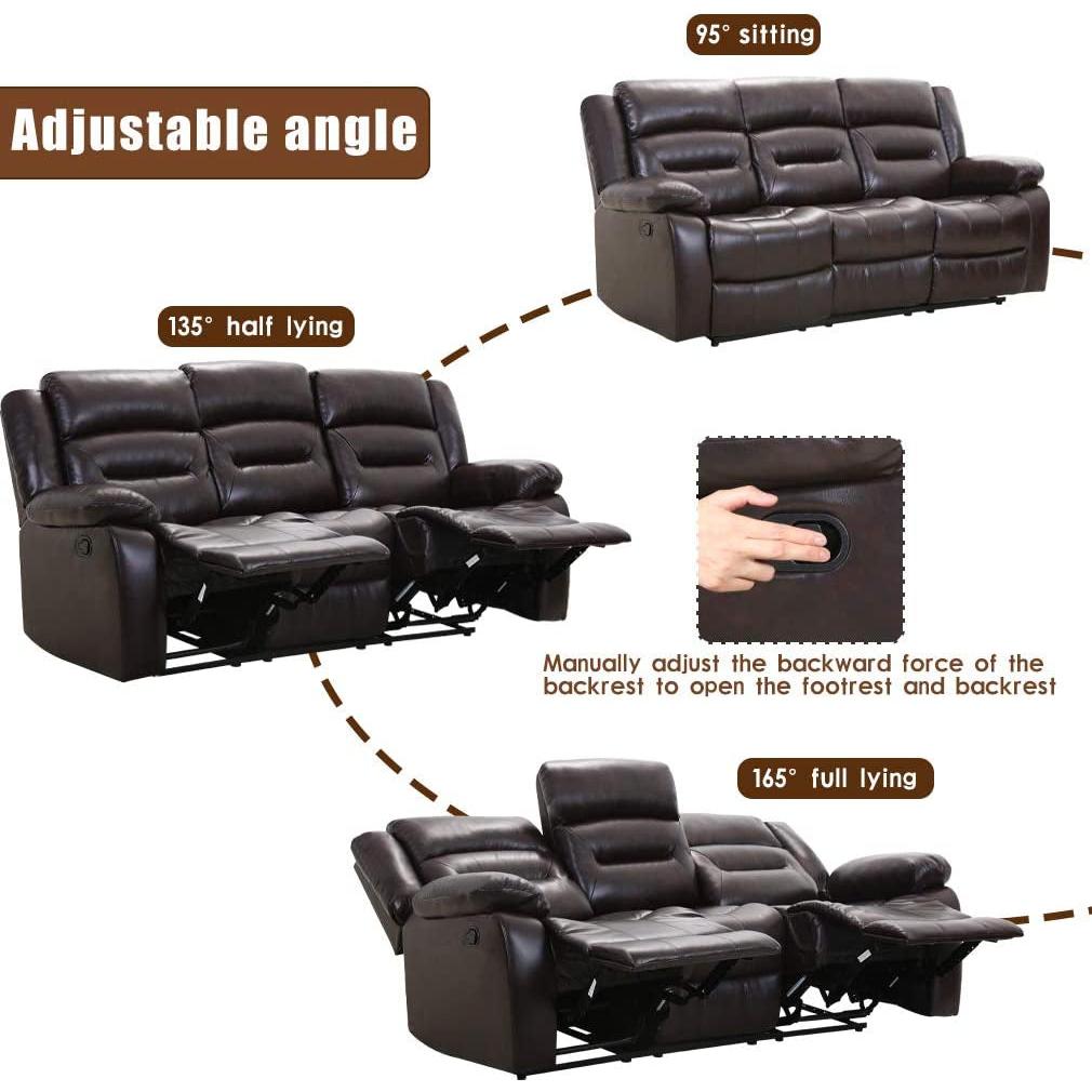 Gray 3 Seat Home Theater Recliner Sofa Set For Living Room-2