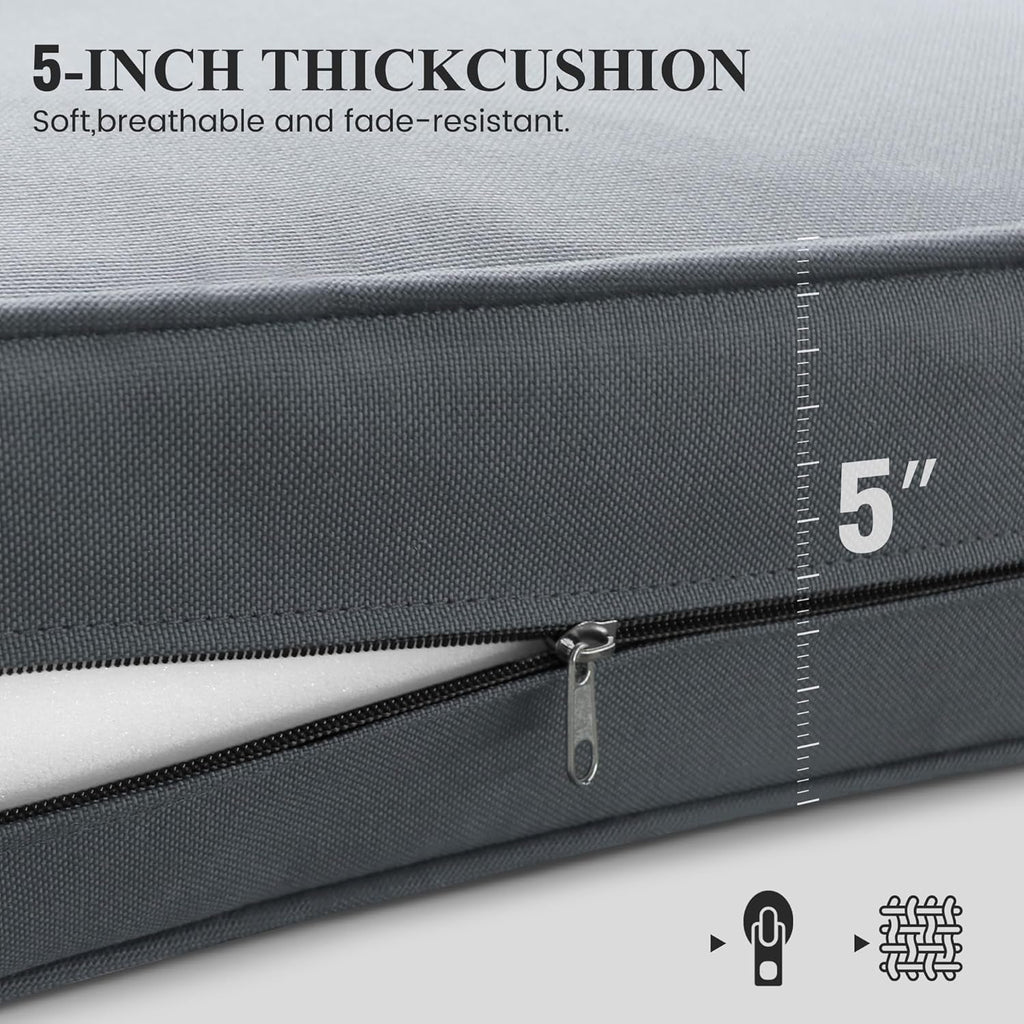 Aluminum Patio Set 7 Piece With Waterproof Covers Grey-2